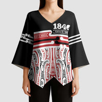 Personalised Toitu Te Tiriti Aotearoa 1840 Kimono Sleeve Blouse Red Kowhaiwhai Puhoro - Polynesian Pride