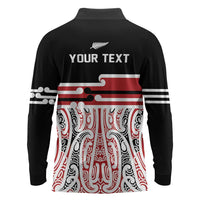 Personalised Toitu Te Tiriti Aotearoa 1840 Long Sleeve Polo Shirt Red Kowhaiwhai Puhoro - Polynesian Pride