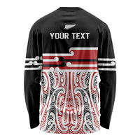 Personalised Toitu Te Tiriti Aotearoa 1840 Long Sleeve Shirt Red Kowhaiwhai Puhoro - Polynesian Pride