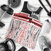 Personalised Toitu Te Tiriti Aotearoa 1840 Men Tank Top Red Kowhaiwhai Puhoro - Polynesian Pride