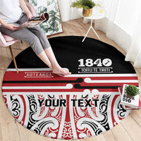 Personalised Toitu Te Tiriti Aotearoa 1840 Round Carpet Red Kowhaiwhai Puhoro - Polynesian Pride