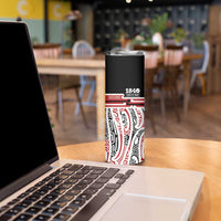 Personalised Toitu Te Tiriti Aotearoa 1840 Skinny Tumbler Red Kowhaiwhai Puhoro LT9 - Polynesian Pride