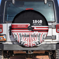 Personalised Toitu Te Tiriti Aotearoa 1840 Spare Tire Cover Red Kowhaiwhai Puhoro - Polynesian Pride