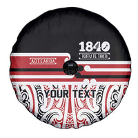 Personalised Toitu Te Tiriti Aotearoa 1840 Spare Tire Cover Red Kowhaiwhai Puhoro - Polynesian Pride
