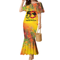 Papua New Guinea Unity in Diversity Family Matching Mermaid Dress and Hawaiian Shirt 50th Indipendens Papua Niugini LT9 Mom's Dress Gold - Polynesian Pride