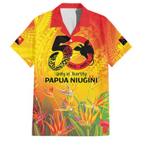 Papua New Guinea Unity in Diversity Family Matching Off The Shoulder Long Sleeve Dress and Hawaiian Shirt 50th Indipendens Papua Niugini LT9 Dad's Shirt - Short Sleeve Gold - Polynesian Pride