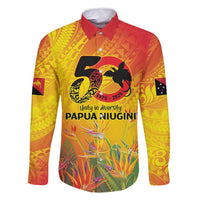 Papua New Guinea Unity in Diversity Family Matching Tank Maxi Dress and Hawaiian Shirt 50th Indipendens Papua Niugini LT9 Dad's Shirt - Long Sleeve Gold - Polynesian Pride