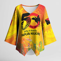 Papua New Guinea Unity in Diversity Kimono Sleeve Blouse 50th Indipendens Papua Niugini LT9 Female Gold - Polynesian Pride
