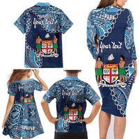 Personalised Fiji 54th Anniversary Family Matching Long Sleeve Bodycon Dress and Hawaiian Shirt Siga Ni Bula Galala Marautaki O Viti LT9 - Polynesian Pride