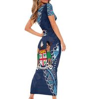 Personalised Fiji 54th Anniversary Family Matching Short Sleeve Bodycon Dress and Hawaiian Shirt Siga Ni Bula Galala Marautaki O Viti LT9 - Polynesian Pride