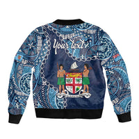 Personalised Fiji 54th Anniversary Sleeve Zip Bomber Jacket Siga Ni Bula Galala Marautaki O Viti LT9