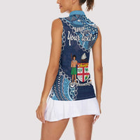 Personalised Fiji 54th Anniversary Women Sleeveless Polo Shirt Siga Ni Bula Galala Marautaki O Viti LT9 - Polynesian Pride