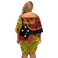 Personalised Papua New Guinea 49th Anniversary Family Matching Off Shoulder Short Dress and Hawaiian Shirt Hapi De bilong Indipendens Papua Niugini LT9 - Polynesian Pride