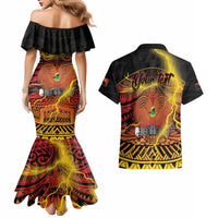 Personalised Papua New Guinea 49th Anniversary Couples Matching Mermaid Dress and Hawaiian Shirt Bird of Paradise Unity In Diversity LT9 - Polynesian Pride