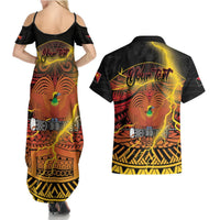 Personalised Papua New Guinea 49th Anniversary Couples Matching Summer Maxi Dress and Hawaiian Shirt Bird of Paradise Unity In Diversity LT9 - Polynesian Pride