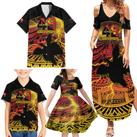 Personalised Papua New Guinea 49th Anniversary Family Matching Summer Maxi Dress and Hawaiian Shirt Bird of Paradise Unity In Diversity LT9 - Polynesian Pride