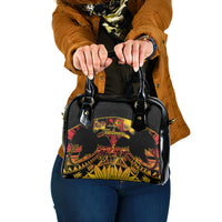 Personalised Papua New Guinea 49th Anniversary Shoulder Handbag Bird of Paradise Unity In Diversity LT9 One Size Black - Polynesian Pride