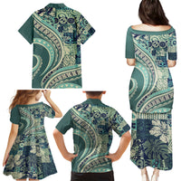 Hawaiian Hibiscus Tribal Vintage Motif Family Matching Puletasi and Hawaiian Shirt Ver 1 LT9 - Polynesian Pride