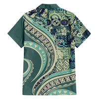 Hawaiian Hibiscus Tribal Vintage Motif Family Matching Tank Maxi Dress and Hawaiian Shirt Ver 1