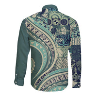 Hawaiian Hibiscus Tribal Vintage Motif Long Sleeve Button Shirt Ver 1 LT9 - Polynesian Pride
