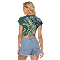 Hawaiian Hibiscus Tribal Vintage Motif Raglan Cropped T Shirt Ver 1