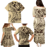Hawaiian Hibiscus Tribal Vintage Motif Family Matching Puletasi and Hawaiian Shirt Ver 3 LT9 - Polynesian Pride