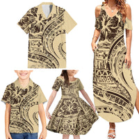Hawaiian Hibiscus Tribal Vintage Motif Family Matching Summer Maxi Dress and Hawaiian Shirt Ver 3 LT9 - Polynesian Pride