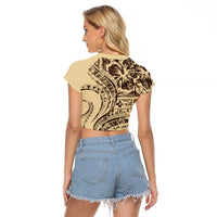 Hawaiian Hibiscus Tribal Vintage Motif Raglan Cropped T Shirt Ver 3
