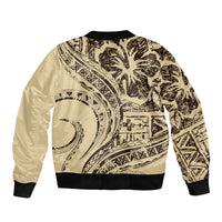 Hawaiian Hibiscus Tribal Vintage Motif Sleeve Zip Bomber Jacket Ver 3 LT9 - Polynesian Pride