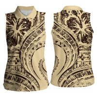 Hawaiian Hibiscus Tribal Vintage Motif Women Sleeveless Polo Shirt Ver 3