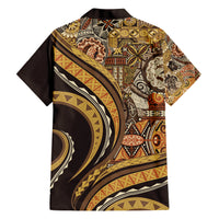 Hawaiian Hibiscus Tribal Vintage Motif Family Matching Short Sleeve Bodycon Dress and Hawaiian Shirt Ver 4 LT9 - Polynesian Pride