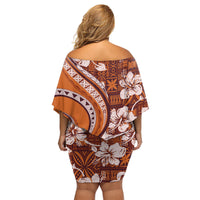 Hawaiian Hibiscus Tribal Vintage Motif Family Matching Off Shoulder Short Dress and Hawaiian Shirt Ver 5 LT9 - Polynesian Pride