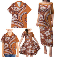 Hawaiian Hibiscus Tribal Vintage Motif Family Matching Puletasi and Hawaiian Shirt Ver 5 LT9 - Polynesian Pride