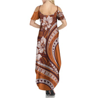 Hawaiian Hibiscus Tribal Vintage Motif Family Matching Summer Maxi Dress and Hawaiian Shirt Ver 5 LT9 - Polynesian Pride