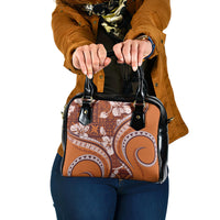 Hawaiian Hibiscus Tribal Vintage Motif Shoulder Handbag Ver 5 LT9 One Size Gold - Polynesian Pride