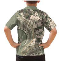 Hawaiian Hibiscus Tribal Vintage Motif Family Matching Mermaid Dress and Hawaiian Shirt Ver 6 LT9 - Polynesian Pride