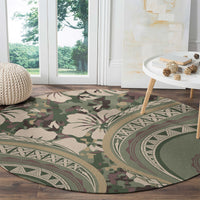 Hawaiian Hibiscus Tribal Vintage Motif Round Carpet Ver 6 LT9 - Polynesian Pride