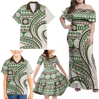 Hawaiian Hibiscus Tribal Vintage Motif Family Matching Off Shoulder Maxi Dress and Hawaiian Shirt Ver 7 LT9 - Polynesian Pride