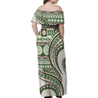 Hawaiian Hibiscus Tribal Vintage Motif Family Matching Off Shoulder Maxi Dress and Hawaiian Shirt Ver 7 LT9 - Polynesian Pride