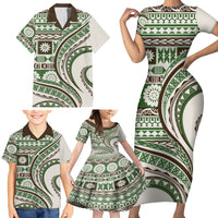 Hawaiian Hibiscus Tribal Vintage Motif Family Matching Short Sleeve Bodycon Dress and Hawaiian Shirt Ver 7 LT9 - Polynesian Pride