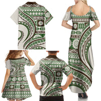 Hawaiian Hibiscus Tribal Vintage Motif Family Matching Summer Maxi Dress and Hawaiian Shirt Ver 7 LT9 - Polynesian Pride