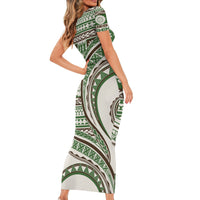 Hawaiian Hibiscus Tribal Vintage Motif Short Sleeve Bodycon Dress Ver 7