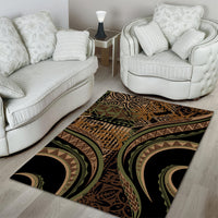 Hawaiian Hibiscus Tribal Vintage Motif Area Rug Ver 8