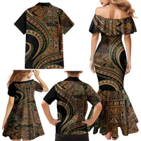 Hawaiian Hibiscus Tribal Vintage Motif Family Matching Mermaid Dress and Hawaiian Shirt Ver 8 LT9 - Polynesian Pride