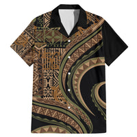 Hawaiian Hibiscus Tribal Vintage Motif Family Matching Mermaid Dress and Hawaiian Shirt Ver 8 LT9 Dad's Shirt - Short Sleeve Brown - Polynesian Pride
