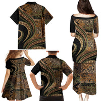 Hawaiian Hibiscus Tribal Vintage Motif Family Matching Puletasi and Hawaiian Shirt Ver 8 LT9 - Polynesian Pride