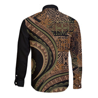 Hawaiian Hibiscus Tribal Vintage Motif Long Sleeve Button Shirt Ver 8 LT9 - Polynesian Pride