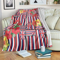 Hawaii Hibiscus Lei Blanket Hawaiian Flag Motif