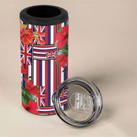 Hawaii Hibiscus Lei 4 in 1 Can Cooler Tumbler Hawaiian Flag Motif
