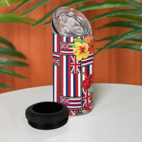 Hawaii Hibiscus Lei 4 in 1 Can Cooler Tumbler Hawaiian Flag Motif